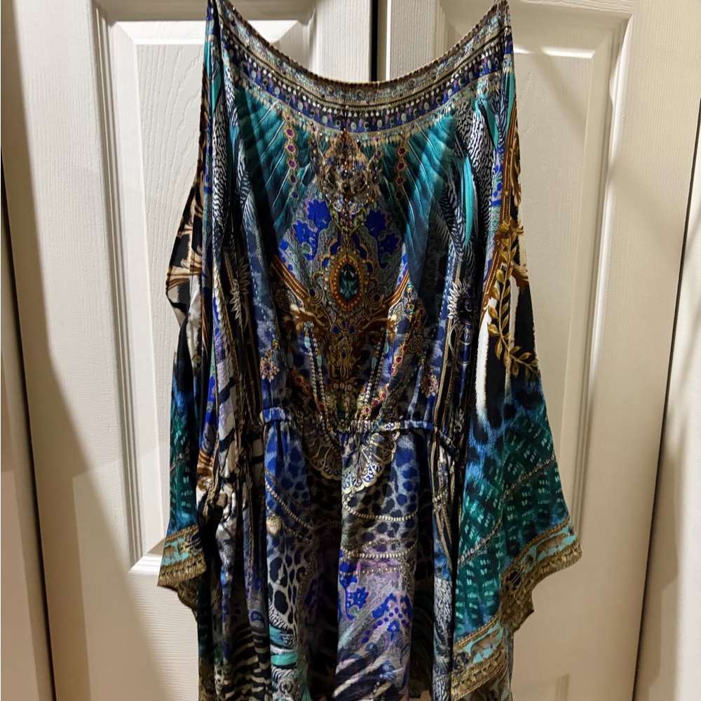 Camilla Teal Multi Spaghetti Strap Boho Camisole - Picture 2 of 3